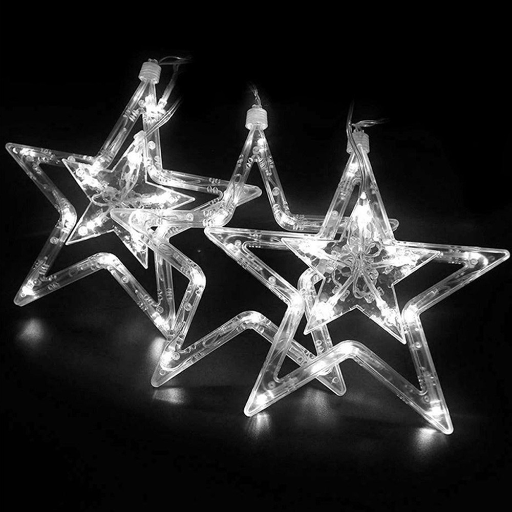 Extensión Luces Led Estrella X3 Metros Luz Navidad Blanco RF 2091